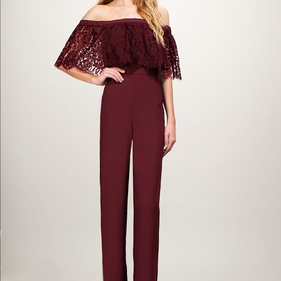 Theia Bridal Wine Mila Jumpsuit 4 0 Maroon - Picture 6 of 6